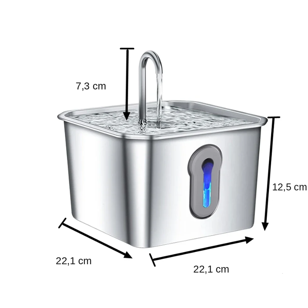 Fuente de Agua Acero Inoxidable 4L Ultra Silenciosa para Gatos y Perros