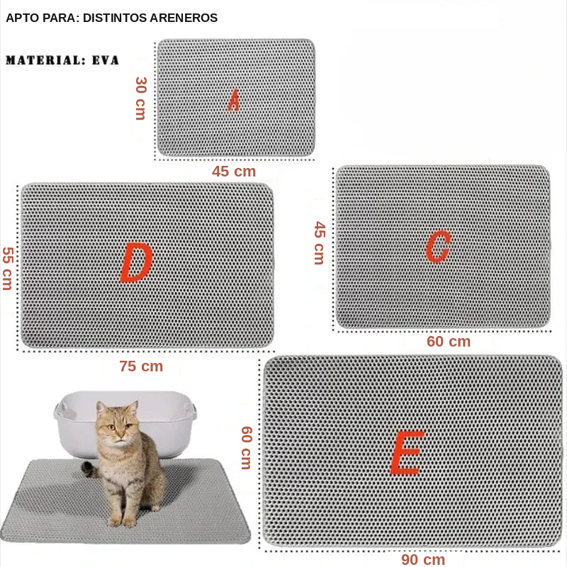 Alfombra Atrapa-Arena Impermeable de Doble Capa para Gatos