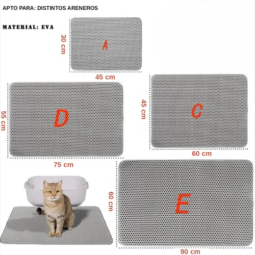 Alfombra Atrapa-Arena Impermeable de Doble Capa para Gatos