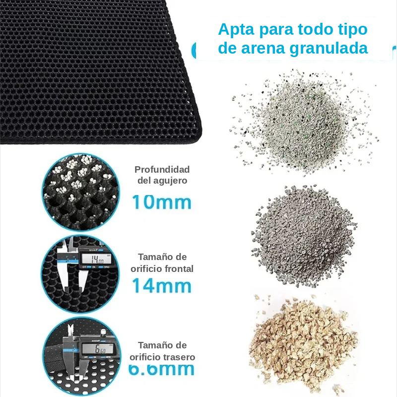 Alfombra Atrapa-Arena Impermeable de Doble Capa para Gatos