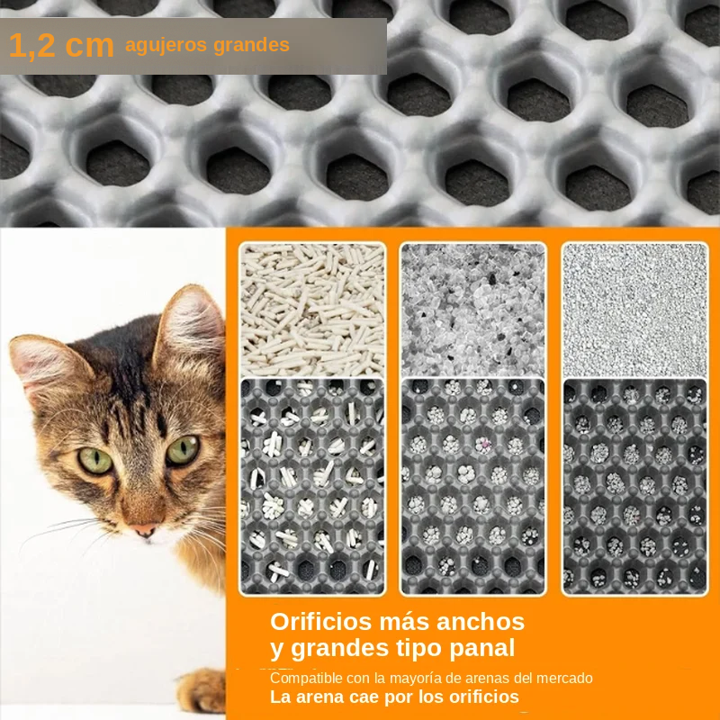 Alfombra Atrapa-Arena Impermeable de Doble Capa para Gatos