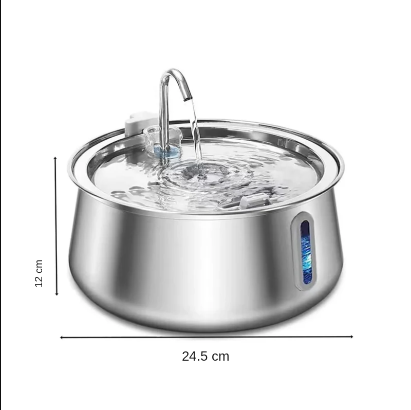 Fuente de Agua Acero Inoxidable 4L con Filtración Multicapa para Gatos y Perros