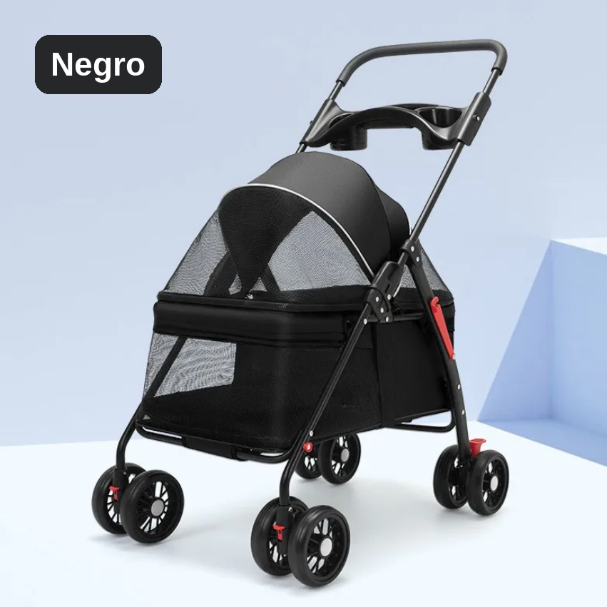 Carrito Cochecito Plegable para Mascotas, Ligero y Portátil para Paseos