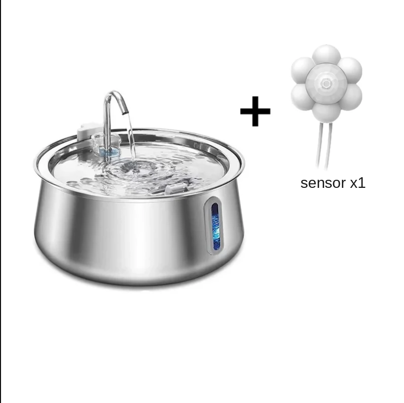 Fuente de Agua Acero Inoxidable 4L con Filtración Multicapa para Gatos y Perros