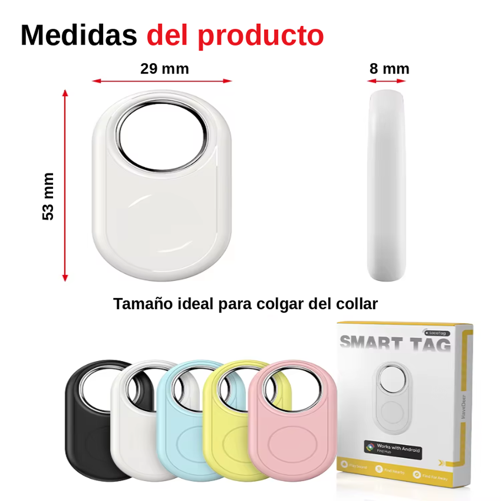 Localizador para Perros y Gatos Compatible con iPhone y Android, sin Cuota Mensual