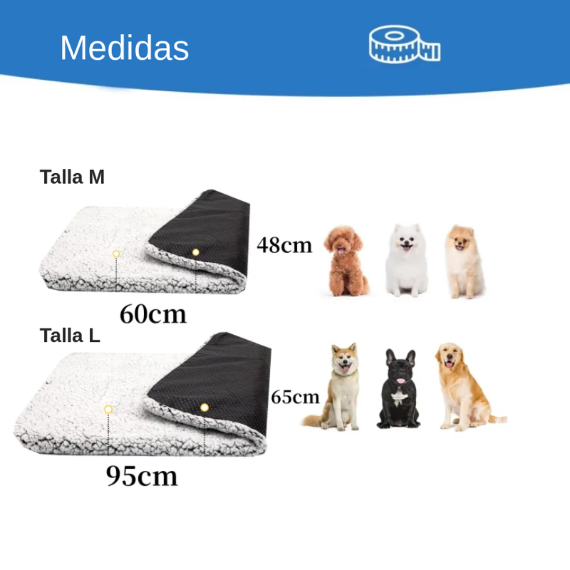 Manta Autocalentable para Perros y Gatos, Reversible y sin Enchufe