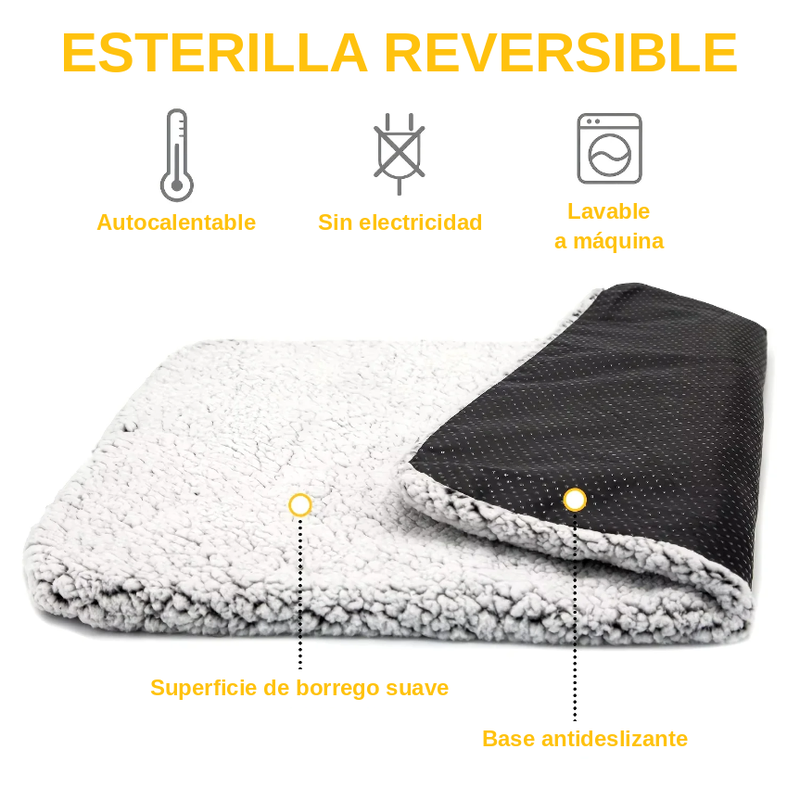Manta Autocalentable para Perros y Gatos, Reversible y sin Enchufe