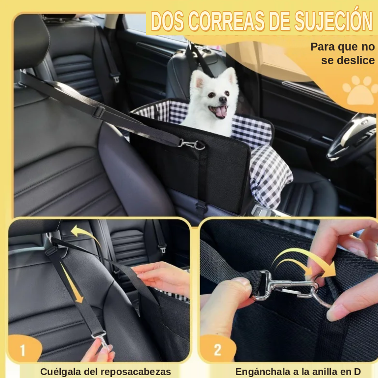 Asiento Elevador para Consola Central de Coche con Correa de Seguridad para Perros