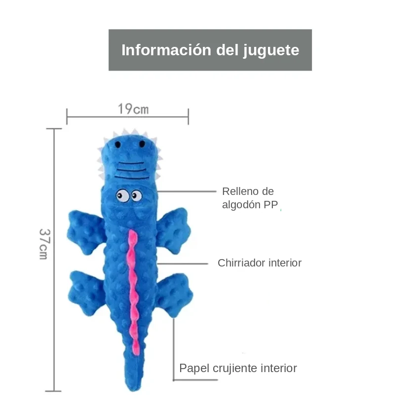 Peluche Cocodrilo con Chirriador Resistente a Mordidas para Perros