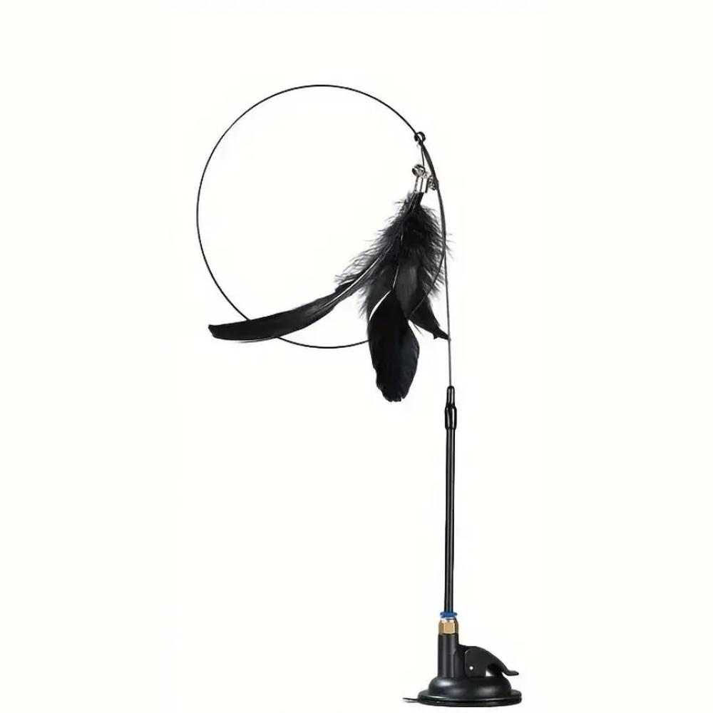 Varita con Plumas y Cascabel con Ventosa para Gatos